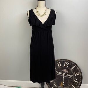 J.Crew Black stretch knit sleeveless ruffle summer dress beach cover up size S